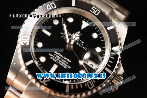 Rolex Submariner Steel Case With 2813 Automatic Movement Black Dial With Green Bezel - Click Image to Close