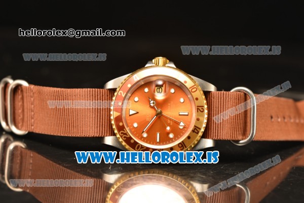 Rolex GMT-Master II Vintage 2813 Auto With Nylon Strap Brown Dial And Brown Bezel Two Tone - Click Image to Close