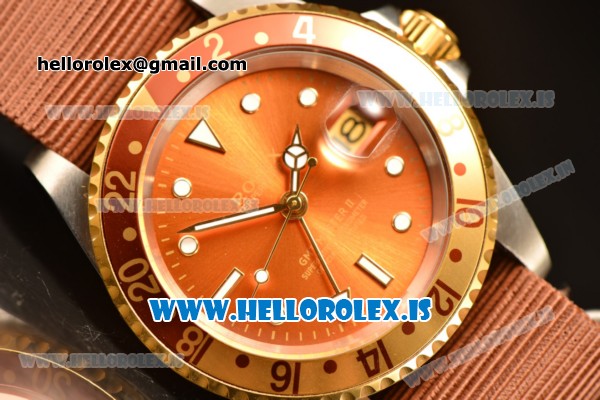 Rolex GMT-Master II Vintage 2813 Auto With Nylon Strap Brown Dial And Brown Bezel Two Tone - Click Image to Close