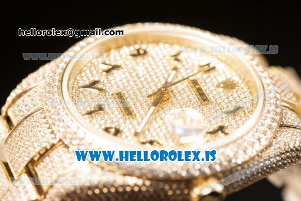 Rolex Day Date II YG Case With All Diamond Roman ETA 2836 Auto Best Edition - Click Image to Close