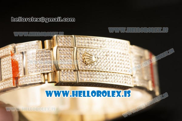 Rolex Day Date II YG Case With All Diamond Roman ETA 2836 Auto Best Edition - Click Image to Close