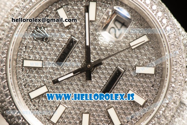 Rolex Day Date II Steel Case With All Diamond Roman ETA 2836 Auto Best Edition - Click Image to Close