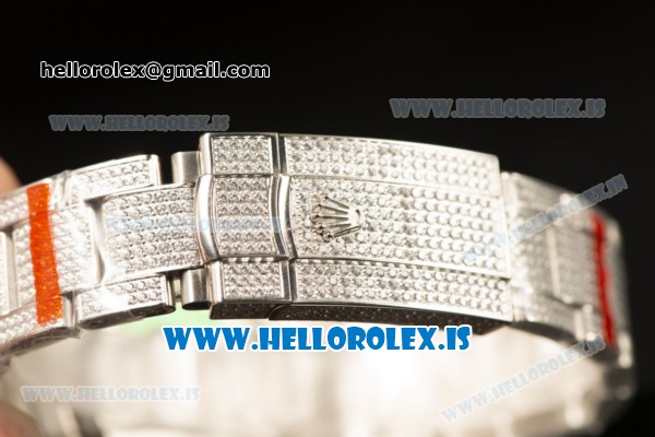 Rolex Day Date II Steel Case With All Diamond Roman ETA 2836 Auto Best Edition - Click Image to Close