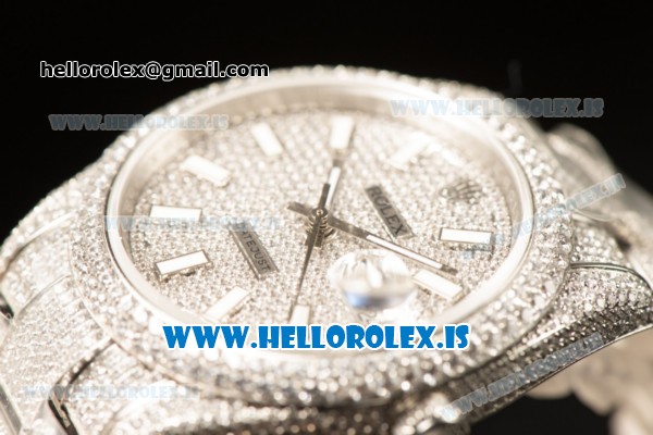 Rolex Day Date II Steel Case With All Diamond Roman ETA 2836 Auto Best Edition - Click Image to Close