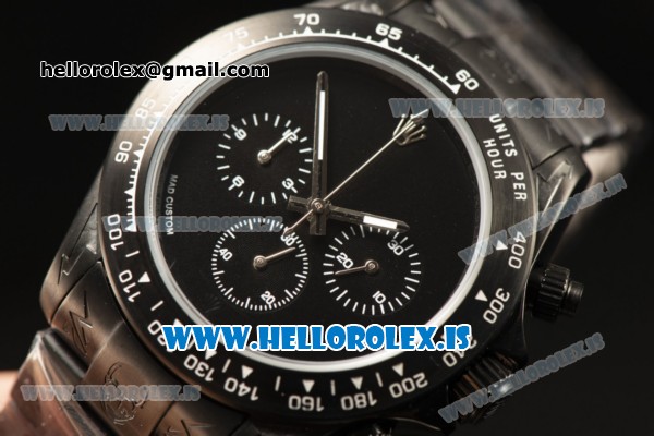 Rolex Daytona OS20 Chronograph Quartz Full Black Dial All Black PVD Case - Click Image to Close