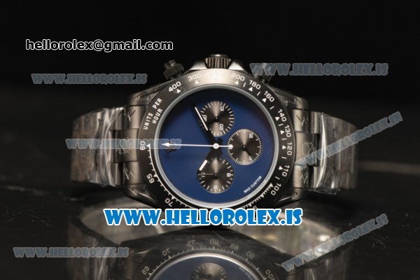 Rolex Daytona OS20 Chronograph Quartz Full Blue Dial All Black PVD Case - Click Image to Close