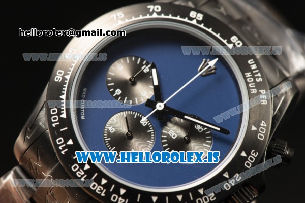 Rolex Daytona OS20 Chronograph Quartz Full Blue Dial All Black PVD Case - Click Image to Close