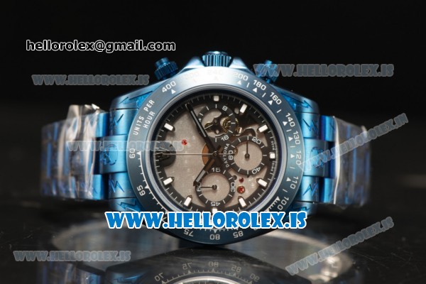 Rolex Daytona OS20 Chronograph Quartz Black Skeleton Dial All Blue PVD Case - Click Image to Close