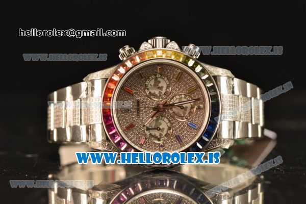 Rolex Daytona Rainbow EF Clone Rolex 4130 All Diamond Dial All Steel 116509(EF) - Click Image to Close