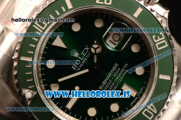 Rolex Submariner 904L Steel Model ETA2836 Auto 1:1 Clone Green Ceramic Bezel 116610LV - Click Image to Close