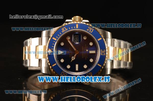 Rolex Submariner Two Tone Blue Model ETA2836 Auto 1:1 Clone With Ceramic Bezel 116613LB - Click Image to Close