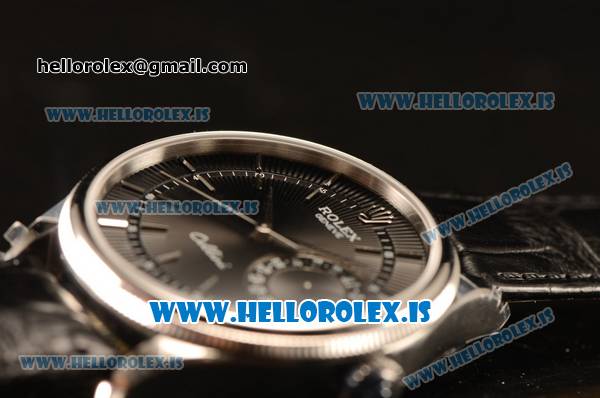 Rolex Cellini 904 Steel Black Dial Rolex 3186 Auto Black Leather Strap 50519 - Click Image to Close