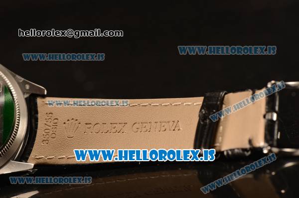 Rolex Cellini 904 Steel Black Dial Rolex 3186 Auto Black Leather Strap 50519 - Click Image to Close