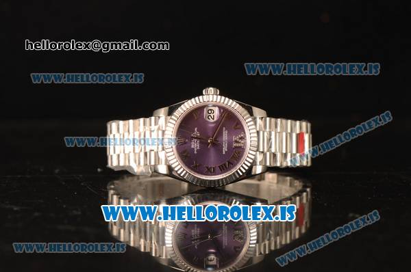 Rolex Datejust 31 Steel 2836 Auto With Steel Bracelet Purple Dial Roman - Click Image to Close