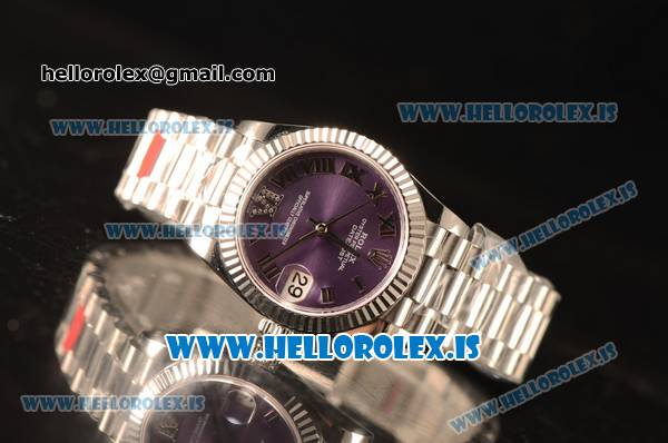Rolex Datejust 31 Steel 2836 Auto With Steel Bracelet Purple Dial Roman - Click Image to Close
