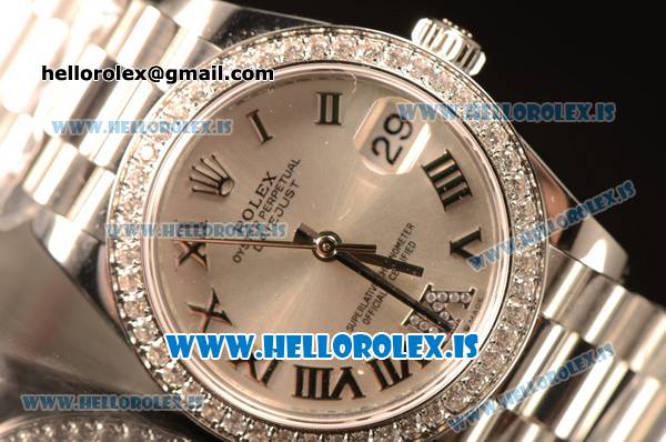 Rolex Datejust 31 Steel 2836 Auto With Steel Bracelet Sliver Dial Roman Diamond Bezel - Click Image to Close