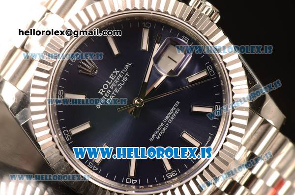 Rolex Datejust Steel Rolex 3235 Auto With Steel Bracelet Blue Dial Stick - Click Image to Close