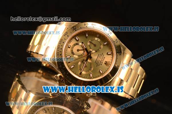 Rolex Daytona Yellow Gold Rolex 4130 Auto Best Edition 1:1 Clone Gold Dial 116508 - Click Image to Close