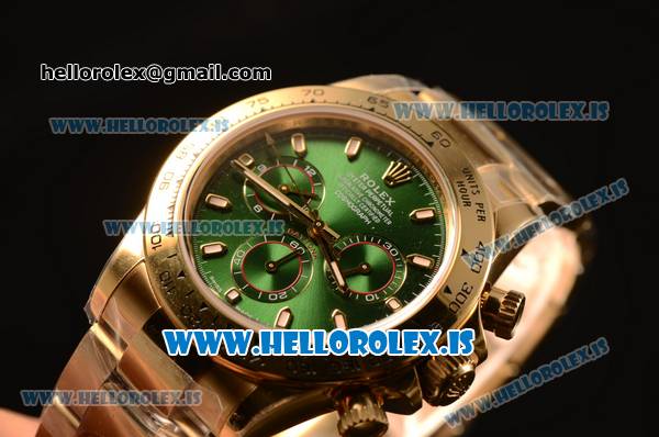 Rolex Daytona Yellow Gold Rolex 4130 Auto Best Edition 1:1 Clone Green Dial 116508 - Click Image to Close
