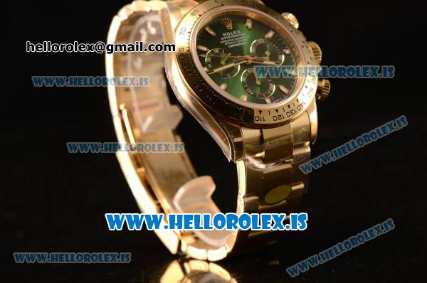 Rolex Daytona Yellow Gold Rolex 4130 Auto Best Edition 1:1 Clone Green Dial 116508 - Click Image to Close