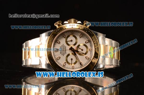 Rolex Daytona Two Tone YG Rolex 4130 Auto Best Edition 1:1 Clone White Dial Stick 116503 - Click Image to Close