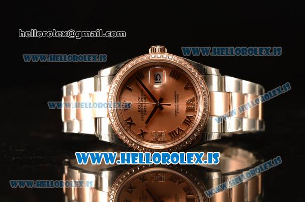 Rolex Datejust Rose Gold Dial With Diamond Bezel Two Tone Rolex3255 - Click Image to Close