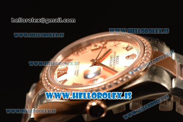Rolex Datejust Rose Gold Dial With Diamond Bezel Two Tone Rolex3255 - Click Image to Close