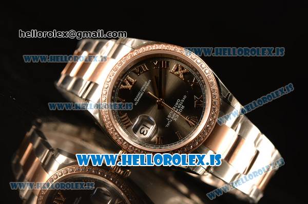Rolex Datejust Grey Dial With Diamond Bezel Two Tone Rolex 3255 - Click Image to Close
