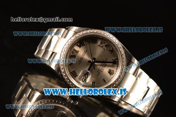 Rolex Datejust Grey Dial With Diamond Bezel Steel Rolex 3255 - Click Image to Close