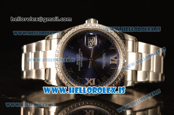Rolex Datejust Blue Dial With Diamond Bezel Steel Rolex 3255 - Click Image to Close