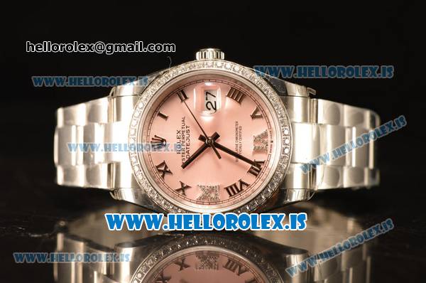 Rolex Datejust Pink Dial With Diamond Bezel Steel Rolex 3255 - Click Image to Close