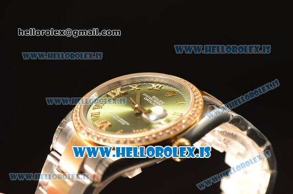 Rolex Datejust Green Dial With Diamond Bezel Two Tone YG/SS Rolex 3255 - Click Image to Close