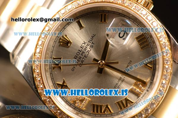 Rolex Datejust Grey Dial With Diamond Bezel Two Tone YG/SS Rolex 3255 - Click Image to Close