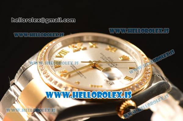 Rolex Datejust Grey Dial With Diamond Bezel Two Tone YG/SS Rolex 3255 - Click Image to Close