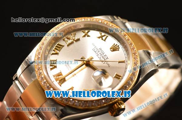 Rolex Datejust Grey Dial With Diamond Bezel Two Tone YG/SS Rolex 3255 - Click Image to Close