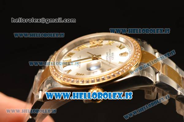 Rolex Datejust Grey Dial With Diamond Bezel Two Tone YG/SS Rolex 3255 - Click Image to Close