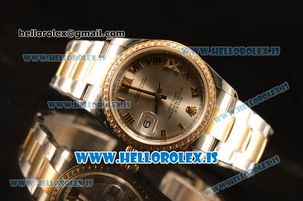 Rolex Datejust Grey Dial With Diamond Bezel Two Tone YG/SS Rolex 3255 - Click Image to Close