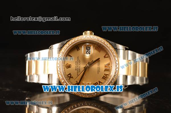 Rolex Datejust YG Dial With Diamond Bezel Two Tone YG/SS Rolex 3255 - Click Image to Close