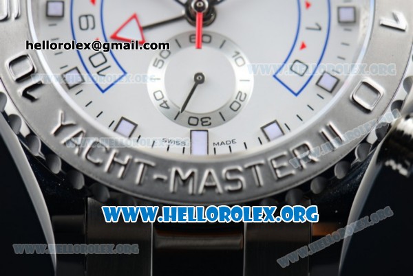 Rolex Yacht-Master II Chrono Swiss Valjoux 7750 Automatic Steel Case with White Dial and Stainless Steel Bracelet - (BP) - Click Image to Close