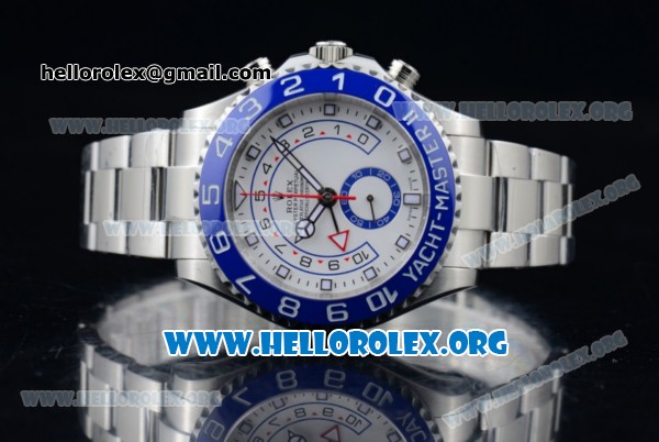 Rolex Yacht-Master II Chrono Swiss Valjoux 7750 Automatic Steel Case with White Dial Blue Bezel and Stainless Steel Bracelet - (BP) - Click Image to Close