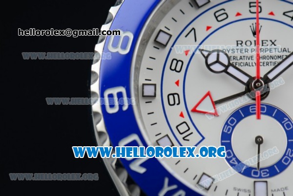 Rolex Yacht-Master II Chrono Swiss Valjoux 7750 Automatic Steel Case with White Dial Blue Bezel and Stainless Steel Bracelet - (BP) - Click Image to Close