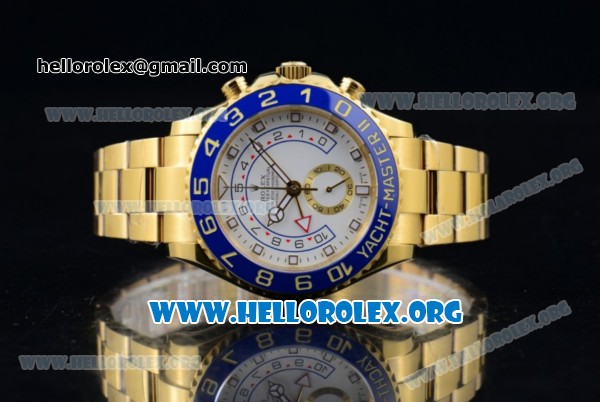 Rolex Yacht-Master II Chrono Swiss Valjoux 7750 Automatic Yellow Gold Case with White Dial and Yellow Gold Bracelet - (BP) - Click Image to Close