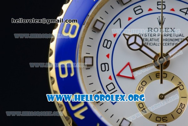 Rolex Yacht-Master II Chrono Swiss Valjoux 7750 Automatic Yellow Gold Case with White Dial and Yellow Gold Bracelet - (BP) - Click Image to Close