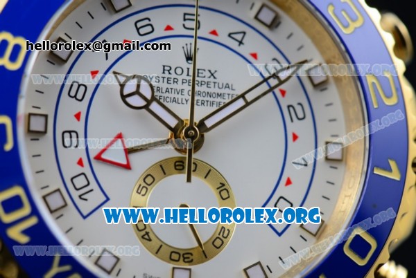 Rolex Yacht-Master II Chrono Swiss Valjoux 7750 Automatic Yellow Gold Case with White Dial and Yellow Gold Bracelet - (BP) - Click Image to Close