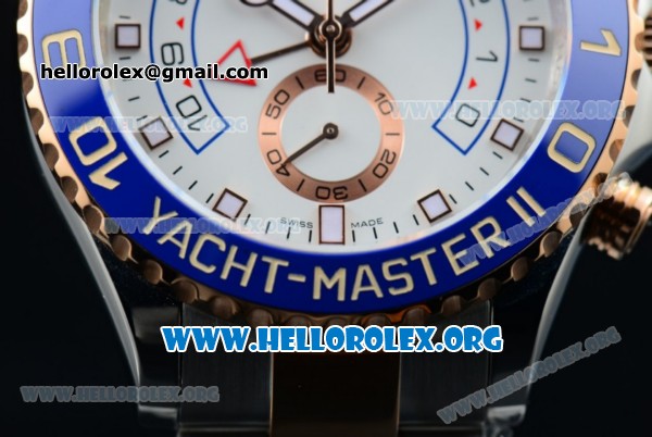 Rolex Yacht-Master II Chrono Swiss Valjoux 7750 Automatic Two Tone Case with White Dial and Two Tone Bracelet - (BP) - Click Image to Close