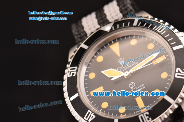 Rolex Submariner Vintage Swiss ETA 2836 Automatic Steel Case with Black Dial and Yellow Markers - Click Image to Close