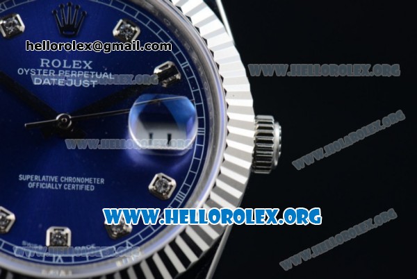 Rolex Datejust II Swiss ETA 2836 Automatic Steel Case with Blue Dial Diamonds Markers and Stainless Steel Bracelet (BP) - Click Image to Close