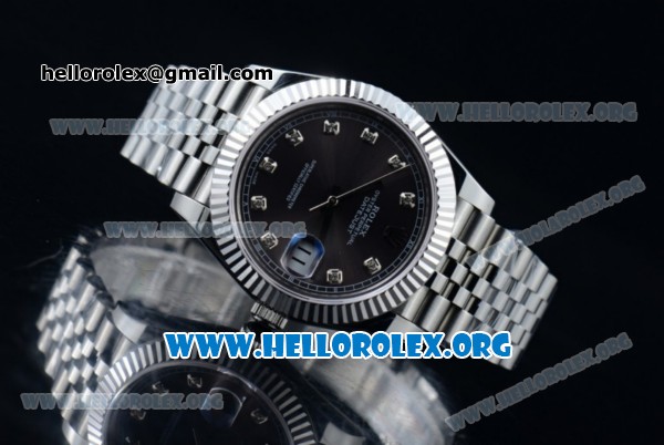 Rolex Datejust II Swiss ETA 2836 Automatic Steel Case with Black Dial Diamonds Markers and Stainless Steel Bracelet (BP) - Click Image to Close