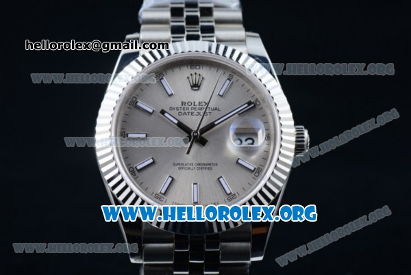 Rolex Datejust II Swiss ETA 2836 Automatic Steel Case with Sliver Dial Stick Markers and Stainless Steel Bracelet (BP) - Click Image to Close