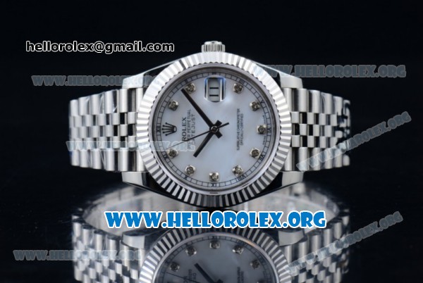 Rolex Datejust II Swiss ETA 2836 Automatic Steel Case with White Dial Diamonds Markers and Stainless Steel Bracelet (BP) - Click Image to Close